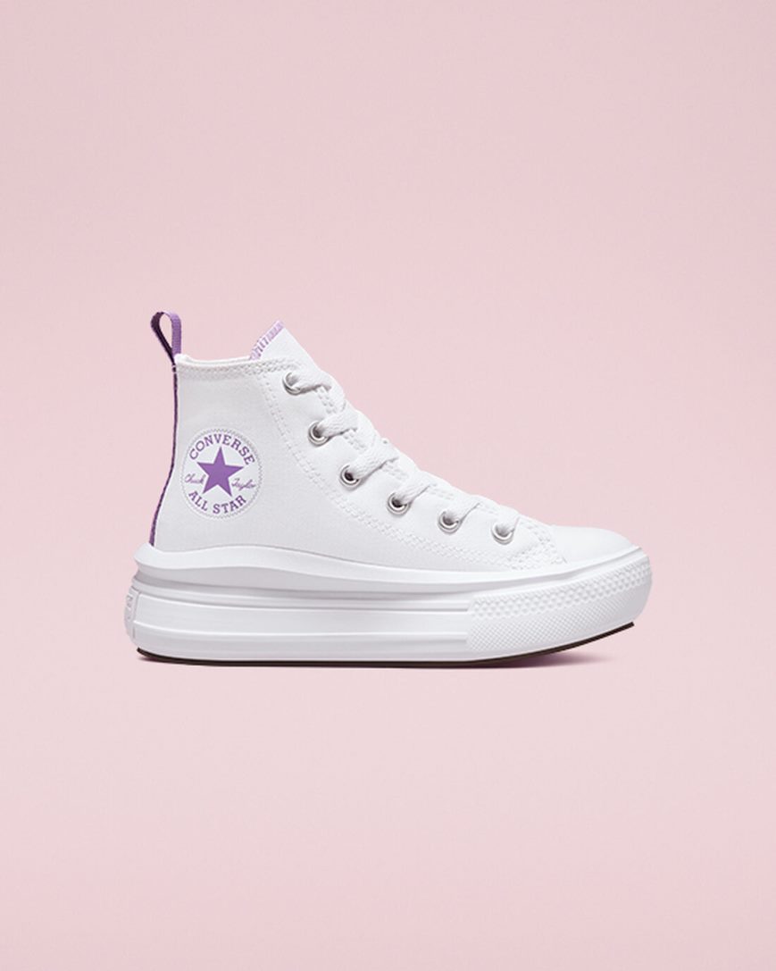 Dívčí Boty Na Platformy Converse Chuck Taylor All Star Move Vysoké Bílé Fialové Bílé | CZ YSAV28